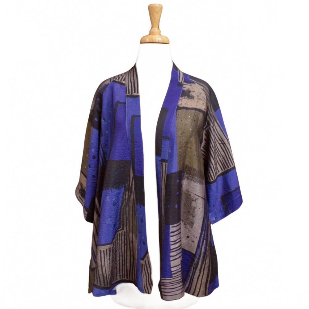 NEW 3 POTATO women's abstract kimono in purple multi